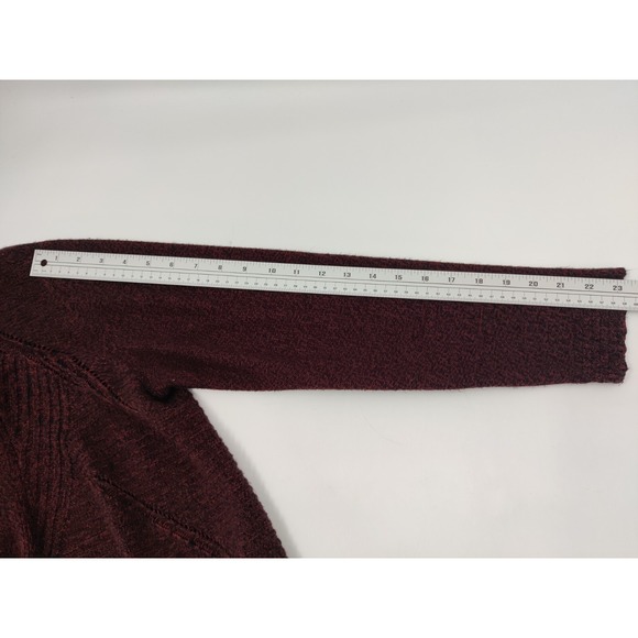 WOMEN'S Open Front  Sweater Cardigan SZ L CROFT & BARROW Burgundy Pockets - Picture 9 of 12